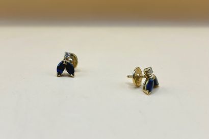 Pair of 18K (750/1000) yellow gold earrings...