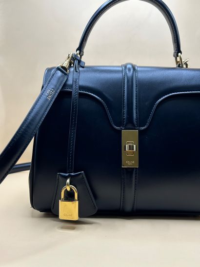 CELINE 
Classic 16 bag in black satin calf...