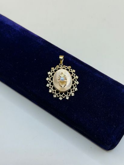 Pendentif ovale en or jaune 18 carats (750/1000)...
