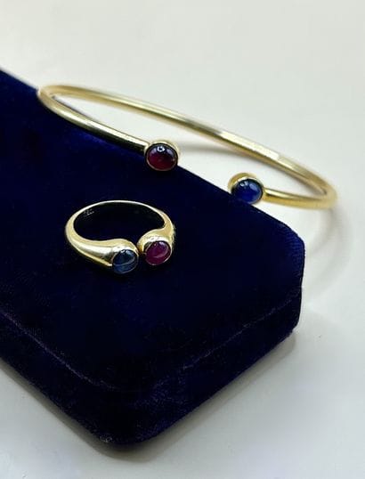 1/2 parure en or jaune 18 carats (750/1000)...