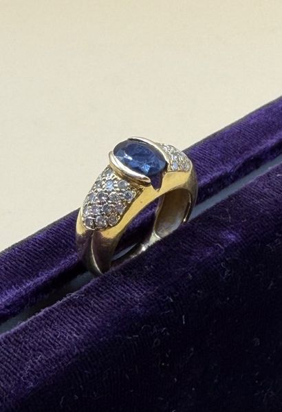 Bague jonc en or jaune 18 carats (750/1000)...