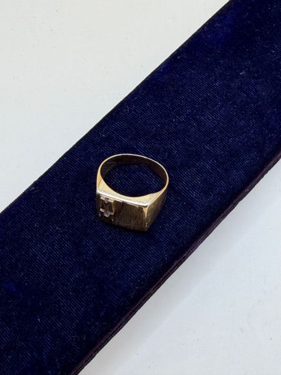 Chevalière en or jaune 18 carats (750/1000)...
