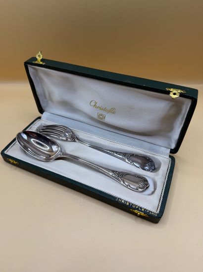 CHRISTOFLE 
Silver-plated soup fork and spoon...