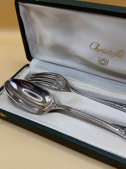 CHRISTOFLE 
Silver-plated soup fork and spoon...