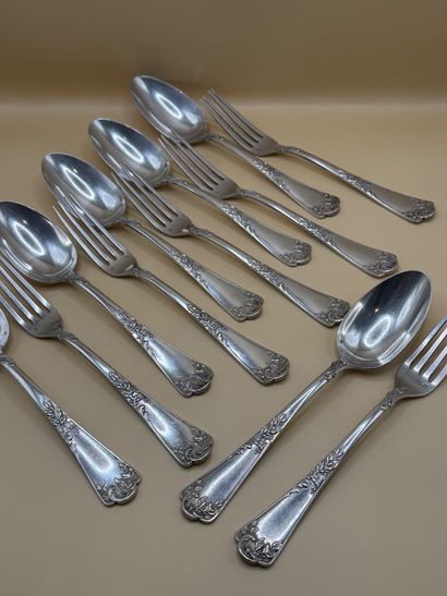 Émile PUIFORCAT 
Set of 6 forks and 6 soup...