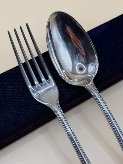 CHRISTOFLE 
Silver-plated christening cutlery...