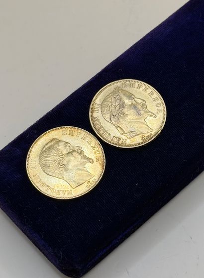 Suite de deux pièces de 50 francs or Napoléon...
