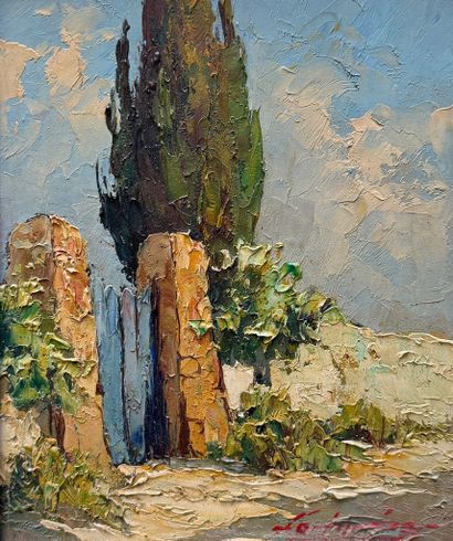 Fortuné CAR (1905-1970)
Village view 
Oil...