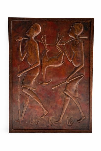 ART D'AFRIQUE 
Importante plaque ornementale...