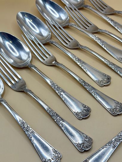 Émile PUIFORCAT 
Set of 6 forks and 6 soup...