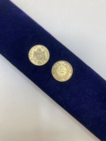Suite of two 20 franc gold coins, Napoléon...