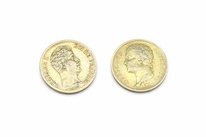 Suite de deux pièces de 40 francs or Napoléon...