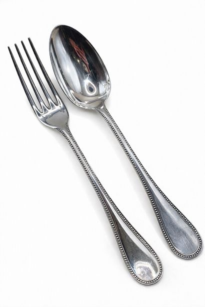 CHRISTOFLE 
Silver-plated christening cutlery...
