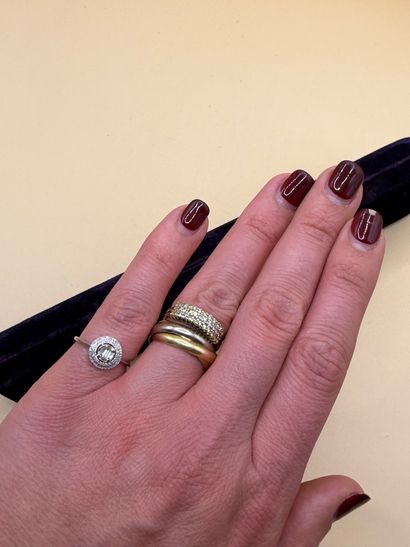 Round ring in 18K (750/1000) white gold set...