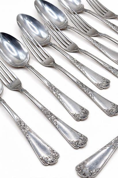 Émile PUIFORCAT 
Set of 6 forks and 6 soup...