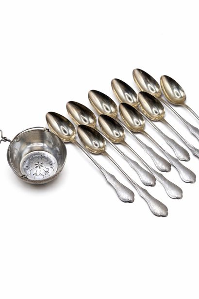 Suite of 10 silver and vermeil (950/1000)...
