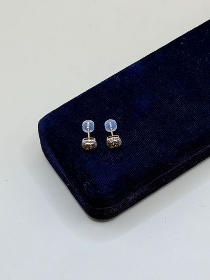 Pair of 18K (750/1000) rose gold earrings...