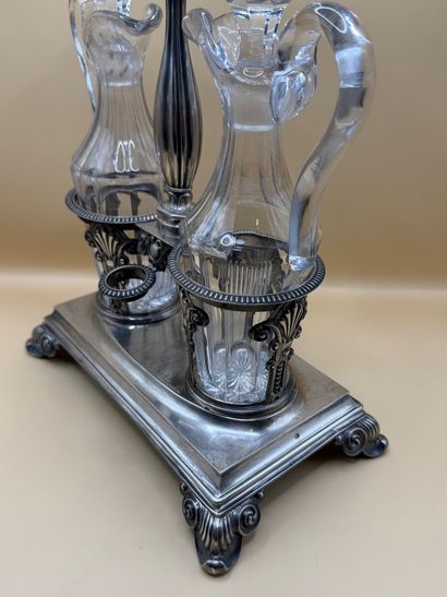 Oil and vinegar cruet in silver (950/1000)...