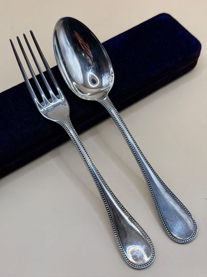 CHRISTOFLE 
Silver-plated christening cutlery...