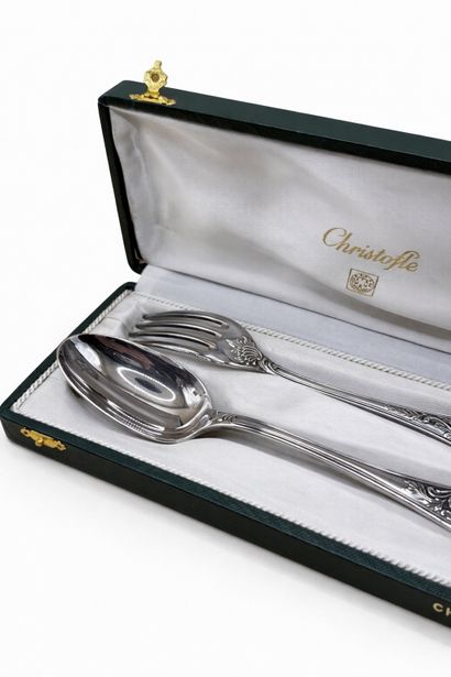 CHRISTOFLE 
Silver-plated soup fork and spoon...