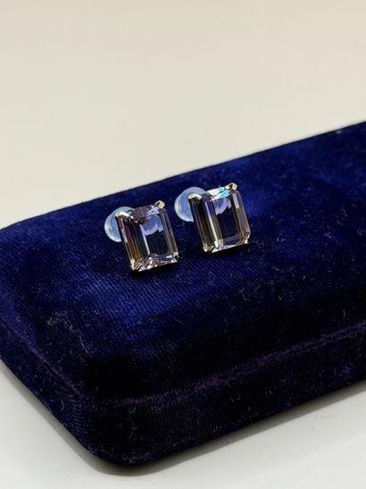 Pair of 18K (750/1000) yellow gold earrings...