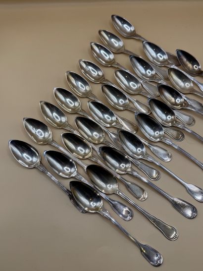 Set of 26 silver (950/1000) filet-model dessert...