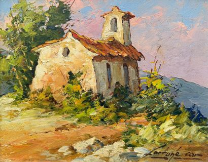 Fortuné CAR (1905-1970)
The chapel 
Oil on...