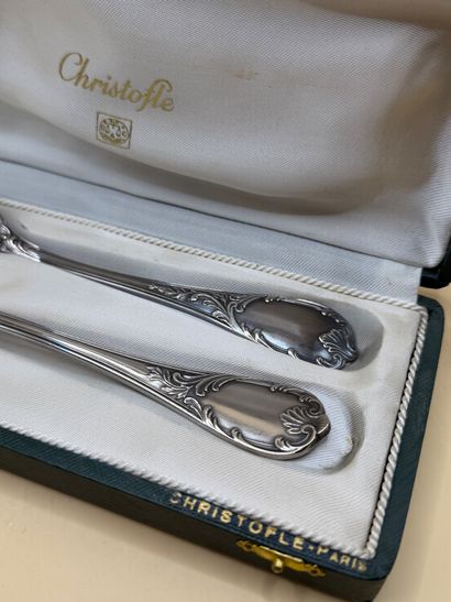 CHRISTOFLE 
Silver-plated soup fork and spoon...
