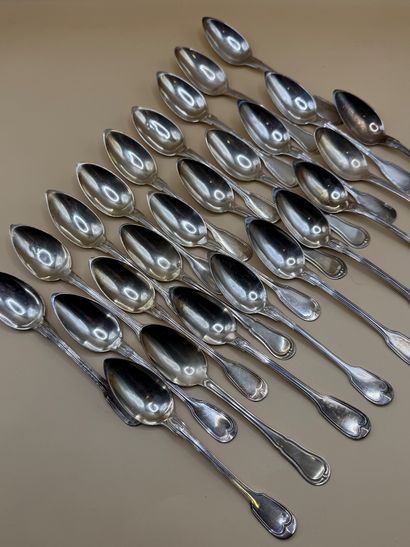 Set of 26 silver (950/1000) filet-model dessert...