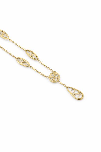 Delightful filigree necklace in 18K (750/1000)...