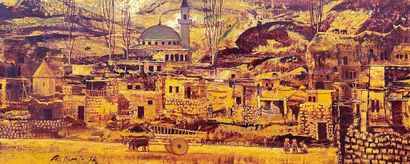 Ali DEMIR (né en 1931) 
Le Village, 1976
Huile...