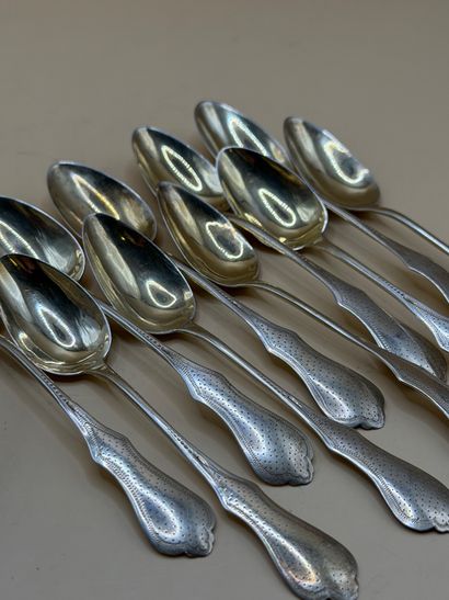 Suite of 10 silver and vermeil (950/1000)...