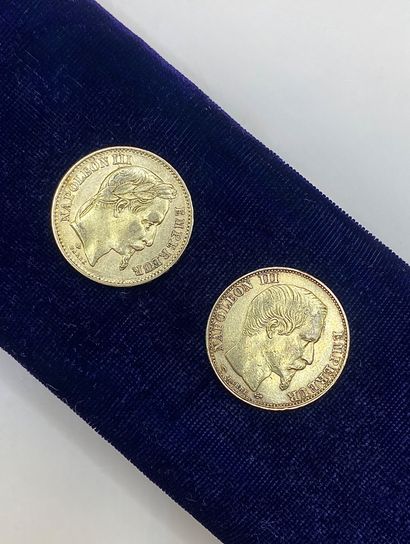 Suite of two 20 franc gold coins, Napoléon...