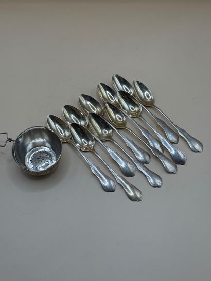 Suite of 10 silver and vermeil (950/1000)...