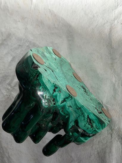 Free-form group in carved malachite. 
20th...