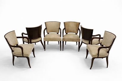 Gaston et Fernand SADDIER 
Suite de six fauteuils...