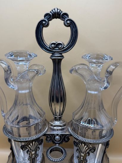 Oil and vinegar cruet in silver (950/1000)...