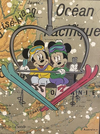 DEZACHE (b. 1990) 
Mickey and Minnie on skis,...