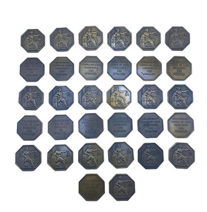 NOTARY TOKENS
Suite of 32 bronze notary tokens,...