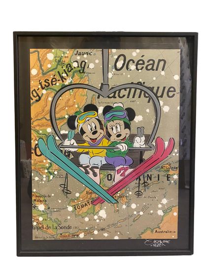 DEZACHE (b. 1990) 
Mickey and Minnie on skis,...