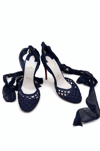 CHRISTIAN LOUBOUTIN 
Pair of black satin...