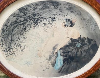 LOUIS ICART, after
Woman with Pierrot the...