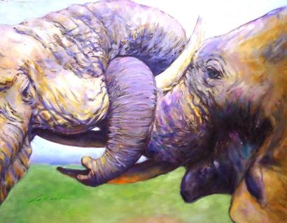 CYRIL LEYSIN
Le baiser des éléphants huile...