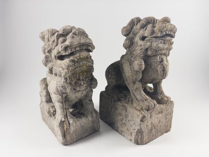 Two Dogs of Fô.
Carved reconstituted stone....