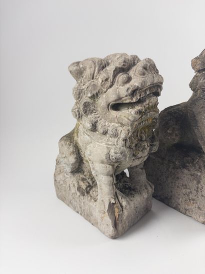 Two Dogs of Fô.
Carved reconstituted stone....
