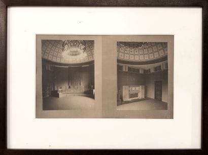 Photograph.
Framed with two interior photographs....