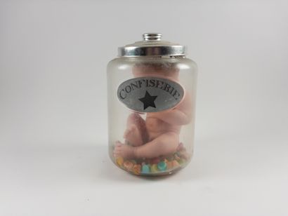 Confectionery. 
Glass jar containing sugared...
