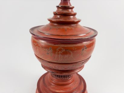 Hsun-Ok.
Buddhist offering receptacle. Decorated...