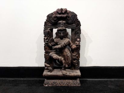 India.
Panel carved in high relief depicting...