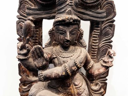 India.
Panel carved in high relief depicting...